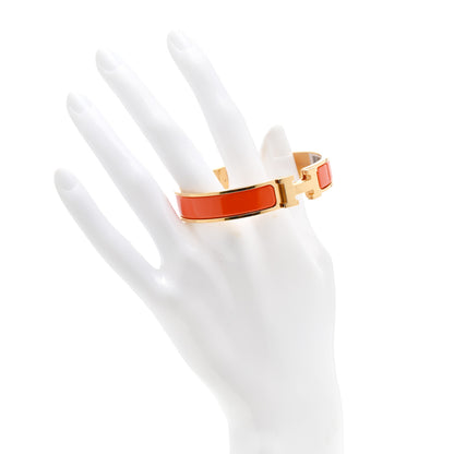 Hermes Enamel Narrow Clic Clac H Bracelet GM Orange 2 of 5