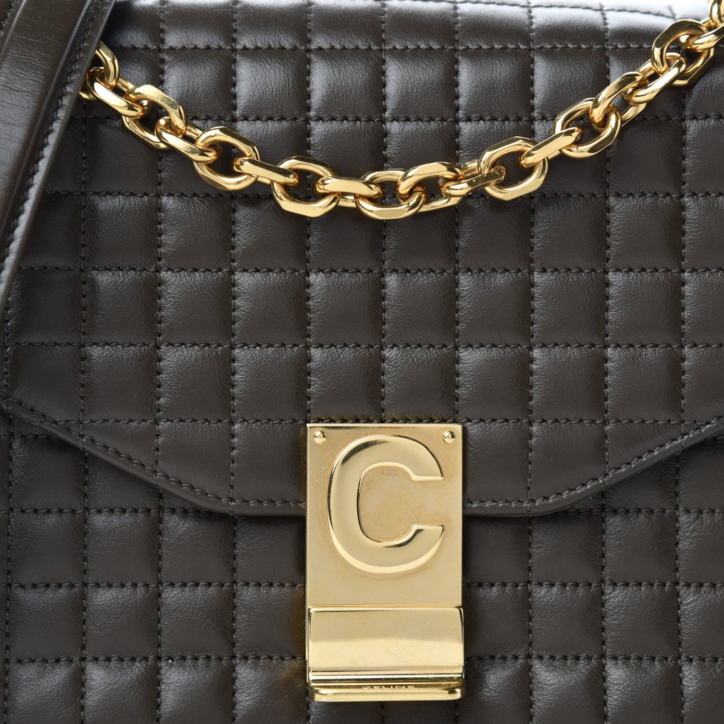 Calfskin Quilted Medium C Bag Khaki