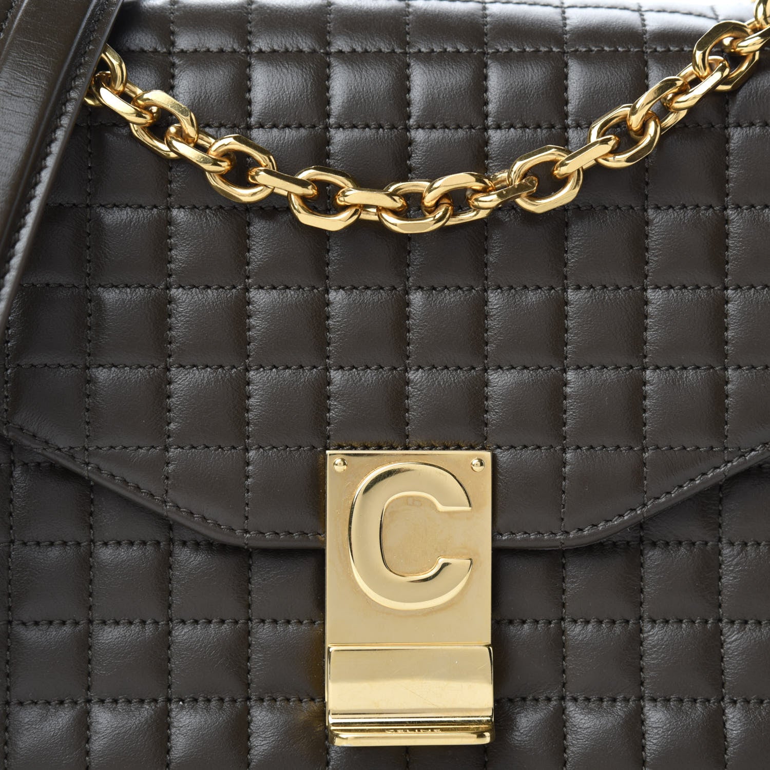 Celine Calfskin Quilted Medium C Bag Khaki 11 of 11