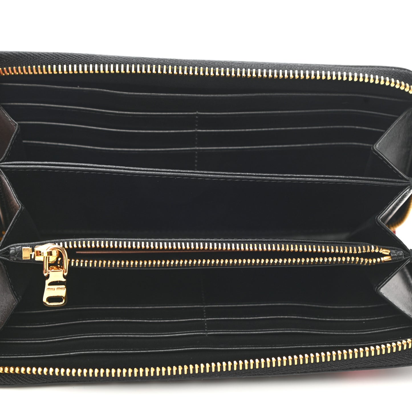 Goatskin Madras Heart Print Zip Around Wallet Black Rose