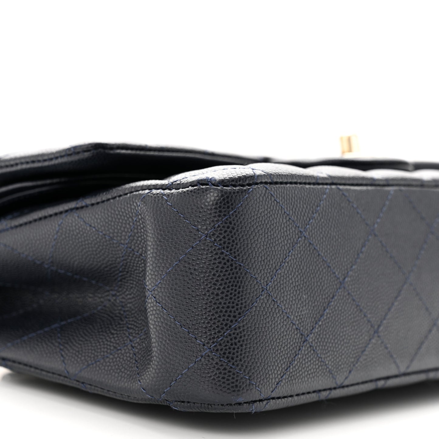 Caviar Quilted Medium Double Flap Dark Blue