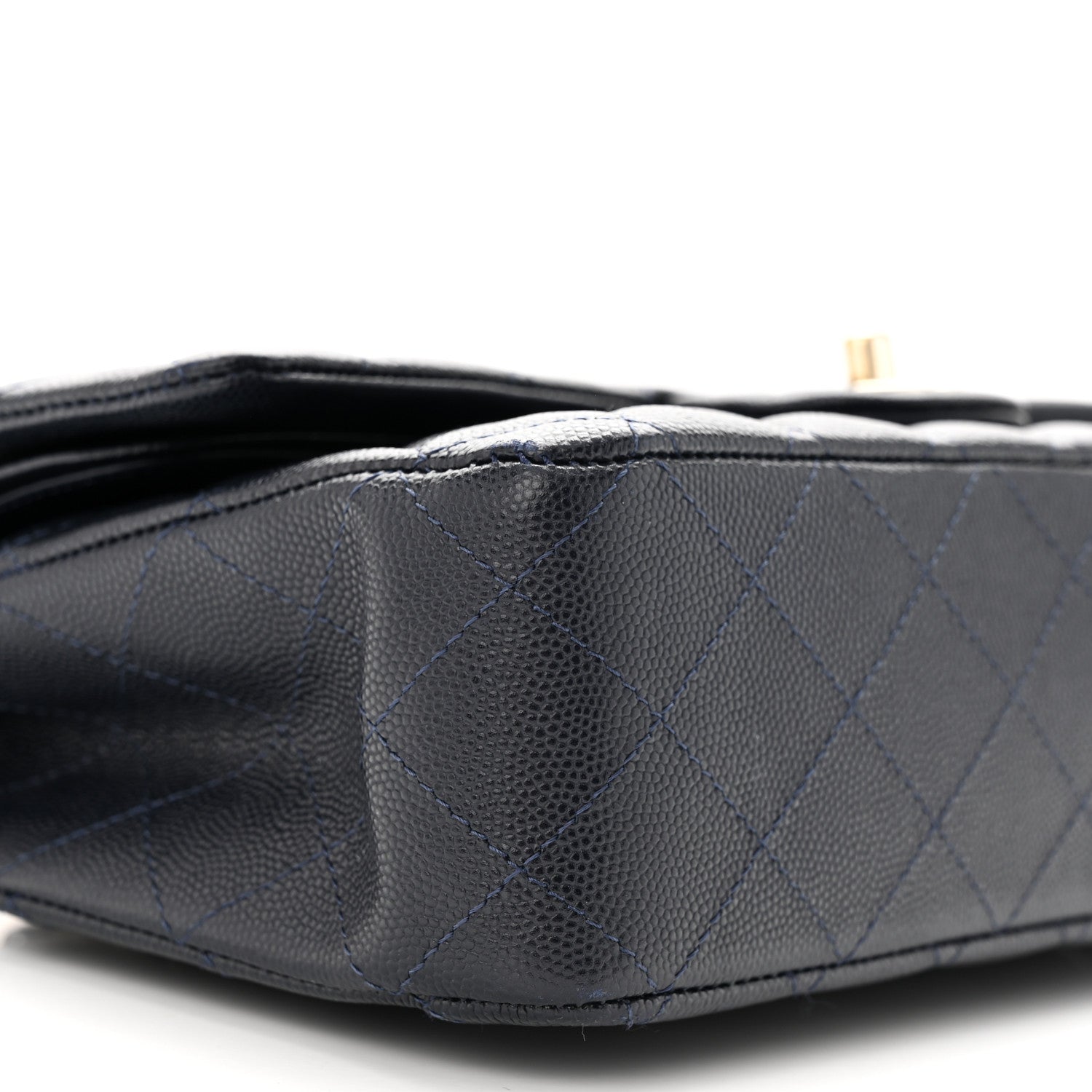 Chanel Caviar Quilted Medium Double Flap Dark Blue 9 of 10