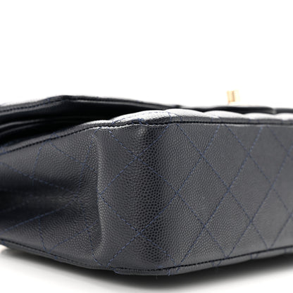 Chanel Caviar Quilted Medium Double Flap Dark Blue 9 of 10