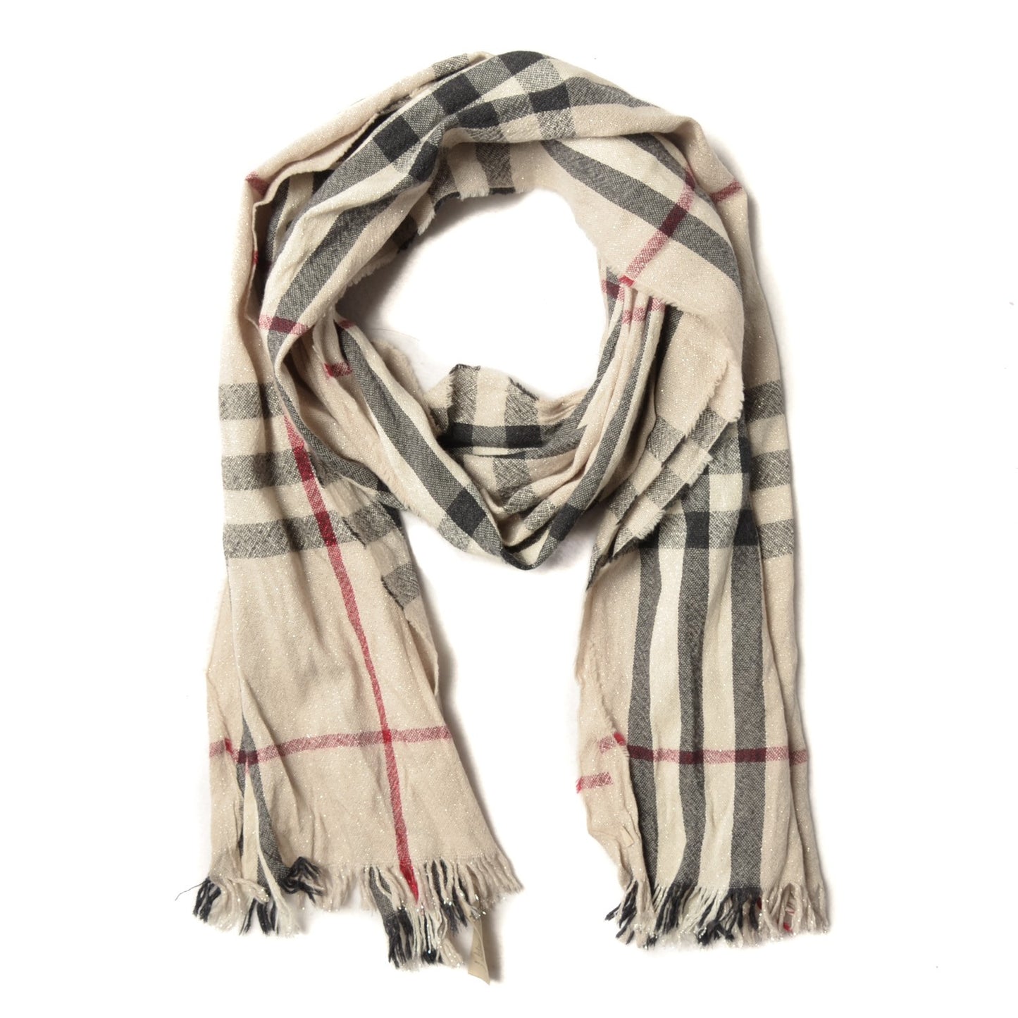 Merino Wool Cashmere Check Lightweight Scarf