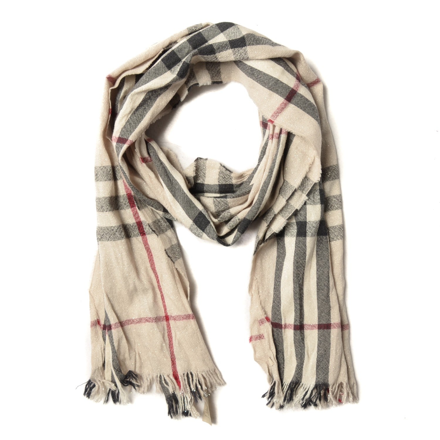 Burberry Merino Wool Cashmere Check Lightweight Scarf 1 of 12