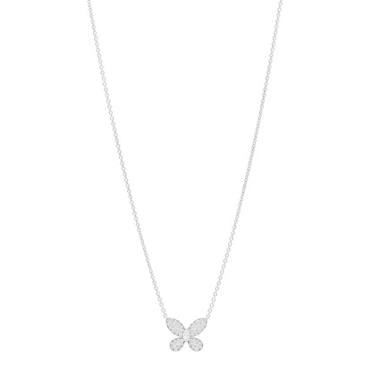 Graff 18K White Gold Diamond Small Butterfly Pendant Pave Necklace 1 of 5