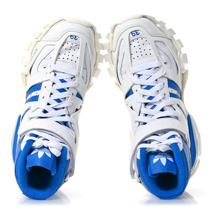 Balenciaga X ADIDAS Calfskin Fabric Mesh Womens Triple S High Top Sneakers 39 White Blue 2 of 8