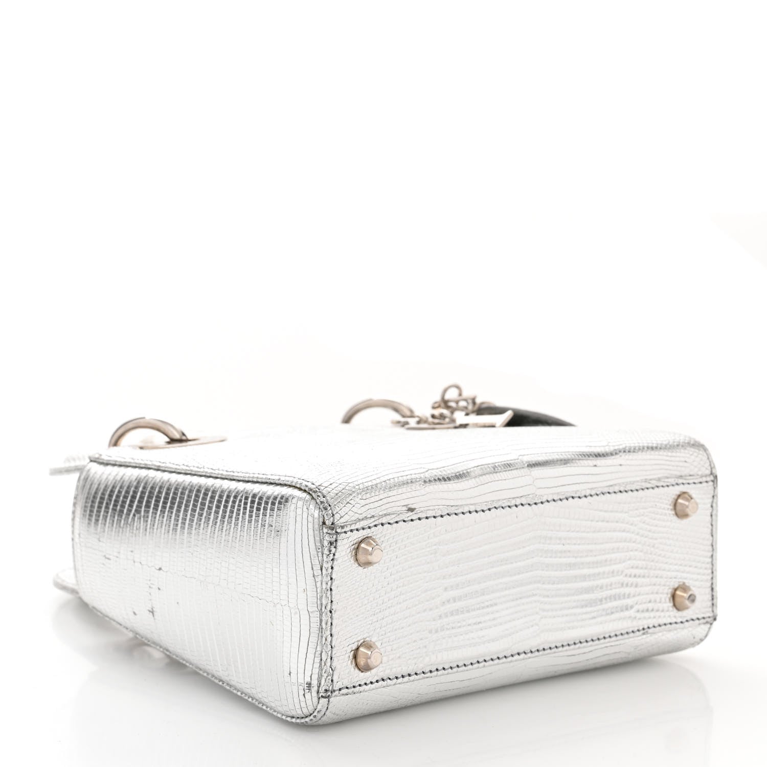 Christian Dior Metallic Lizard Mini Lady Dior Silver 4 of 17