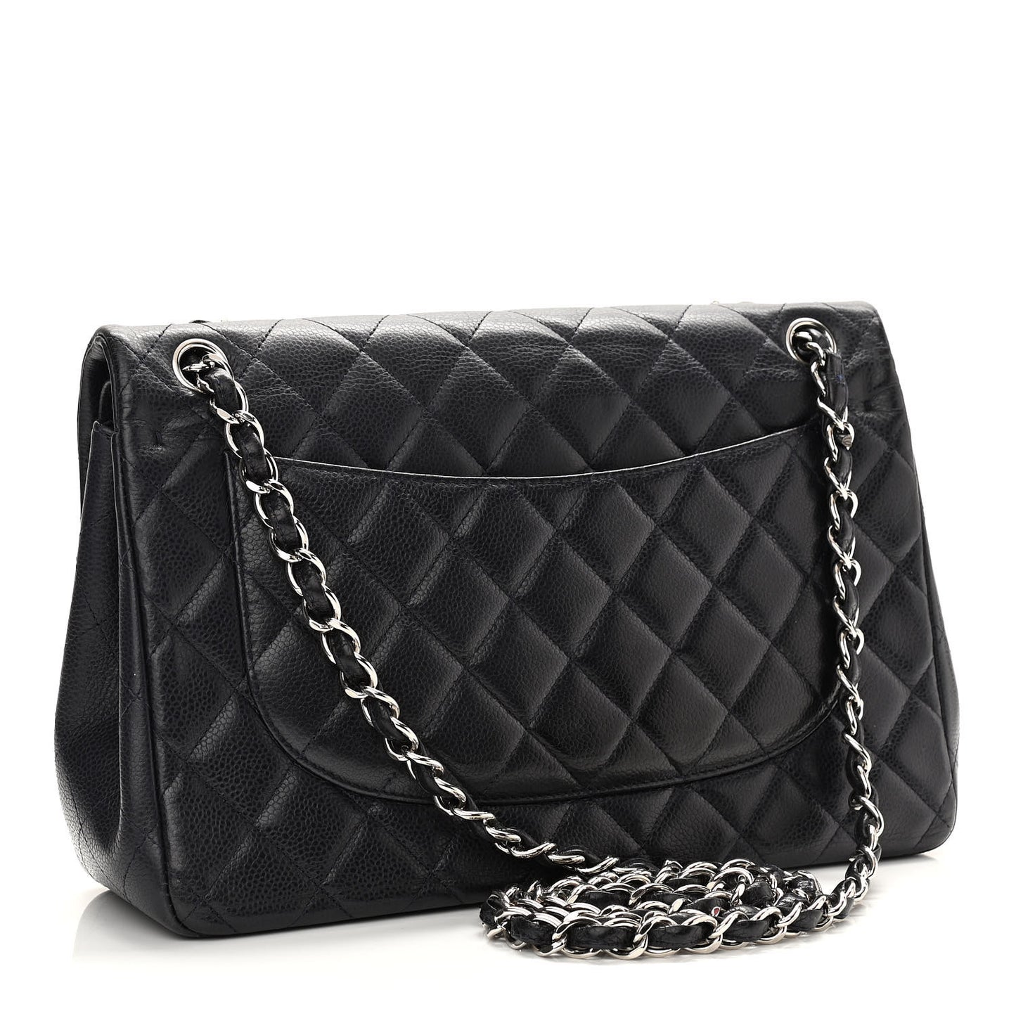 Caviar Quilted Jumbo Double Flap Navy Blue