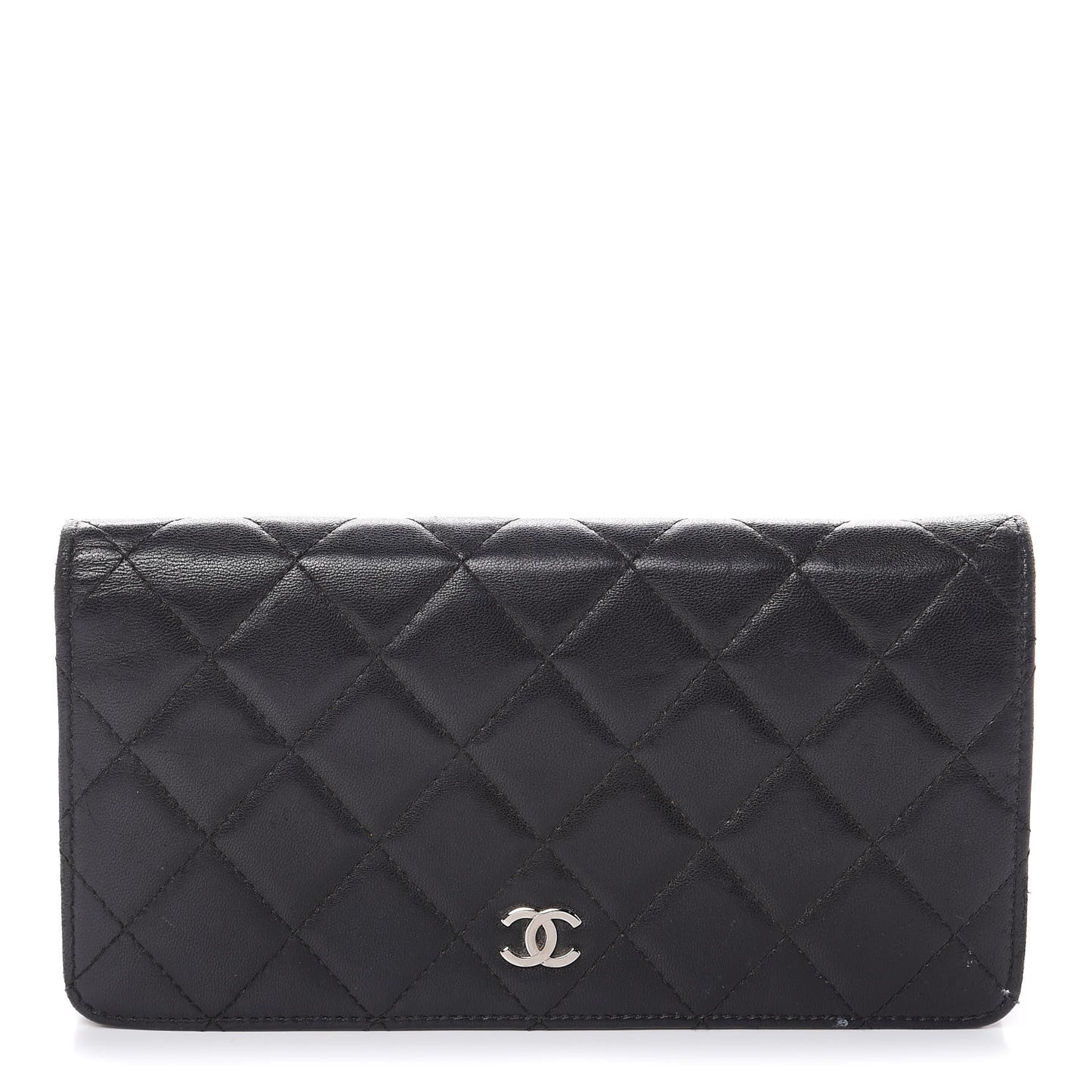 Lambskin Quilted Yen Wallet Black