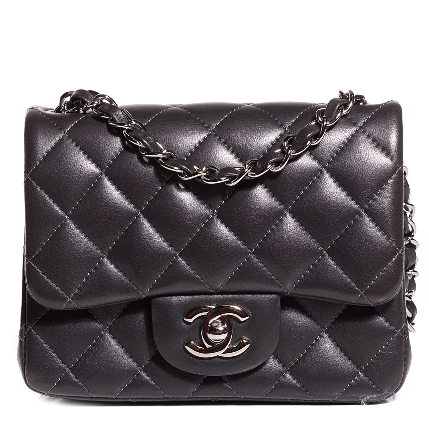 Chanel Lambskin Quilted Mini Square Flap Dark Grey 1 of 8