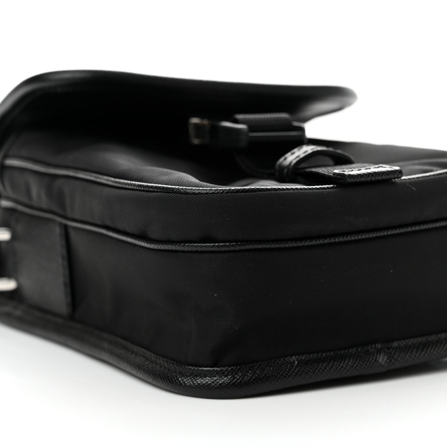 Prada Re-Nylon Saffiano Mini Pocket Single Snap Buckle Messenger Bag Black 9 of 11