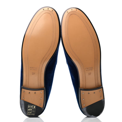 Gucci Velvet Horsebit Womens Jordaan Loafers 37 Blue Cobalt 5 of 8