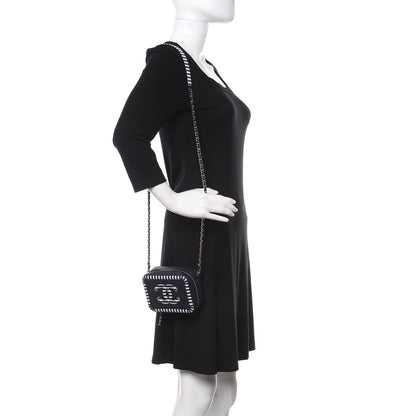 Chanel Caviar Quilted Striped Filigree Vanity Clutch With Chain Navy White 2 of 10