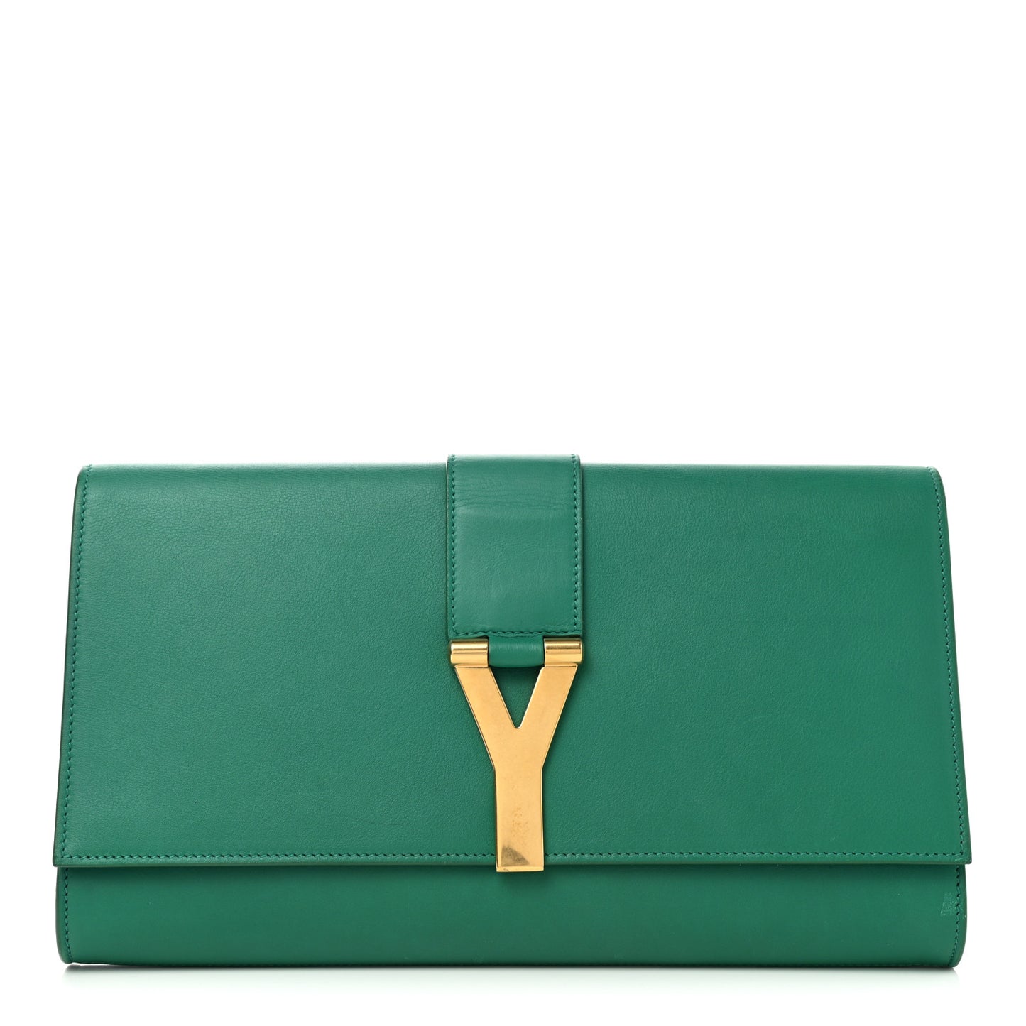Calfskin Classic Y Ligne Clutch Green