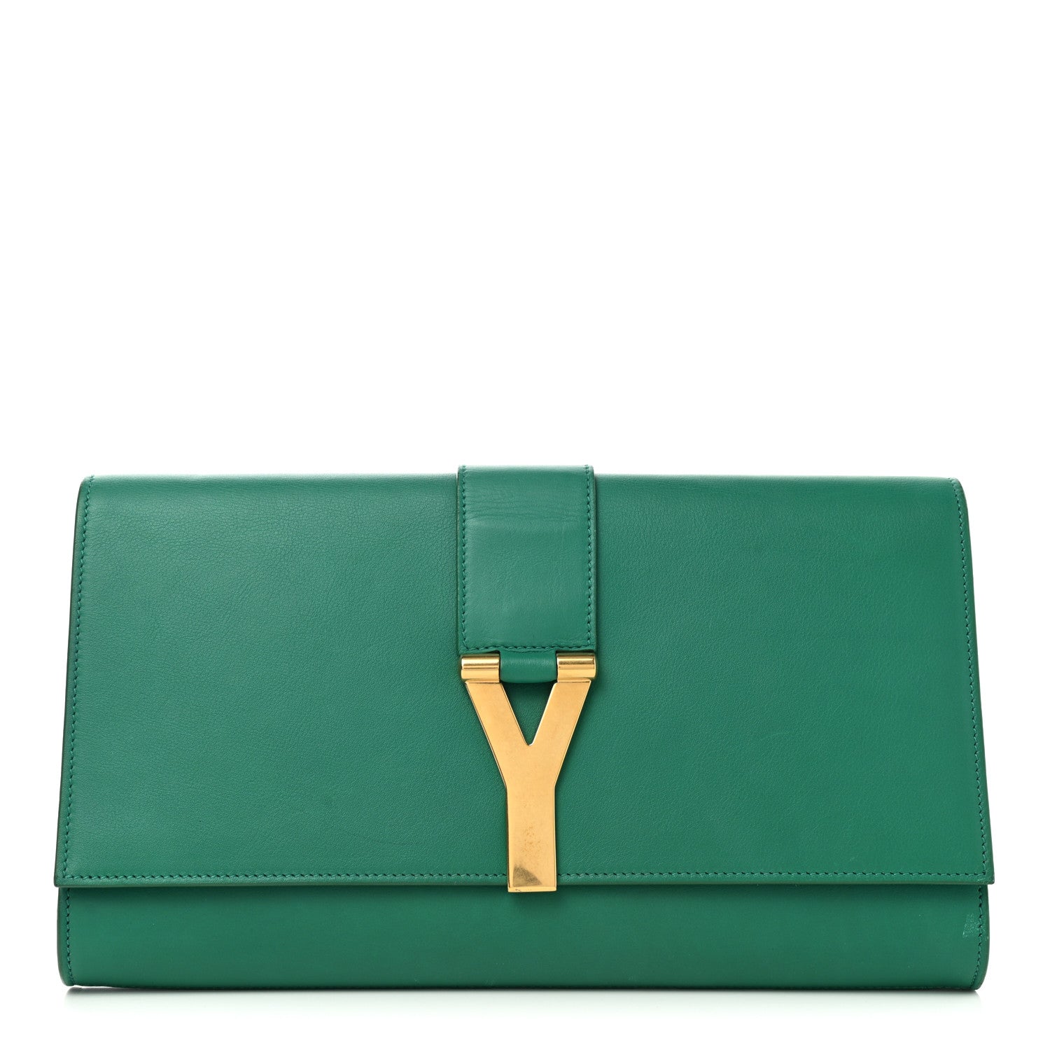 Saint Laurent Calfskin Classic Y Ligne Clutch Green 1 of 11