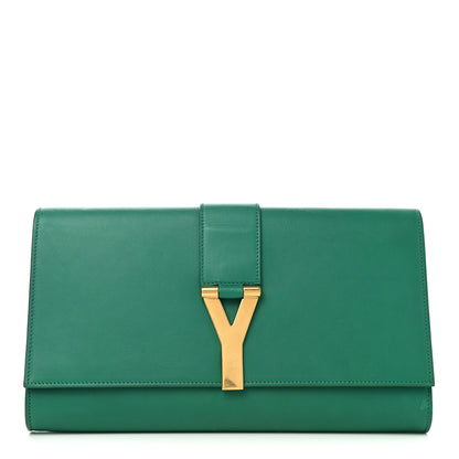 Saint Laurent Calfskin Classic Y Ligne Clutch Green 1 of 11