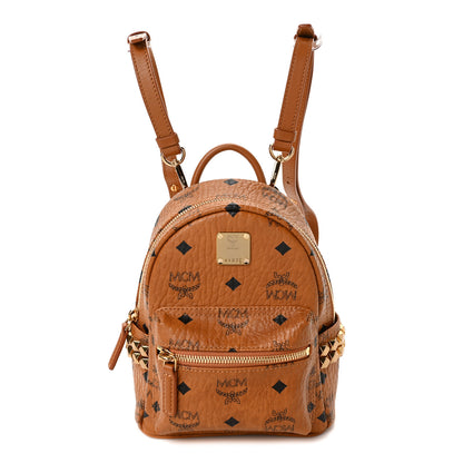 MCM Visetos Side Stud X-Mini Stark Bebe Boo Backpack Cognac 1 of 9