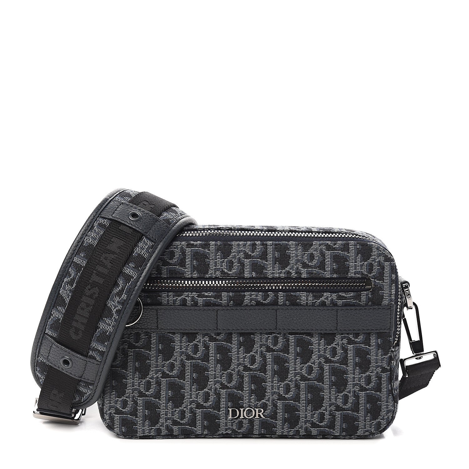 Christian Dior HOMME Oblique Jacquard Safari Messenger Navy Blue 1 of 10
