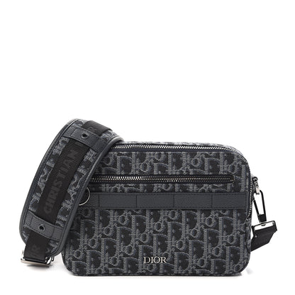Christian Dior HOMME Oblique Jacquard Safari Messenger Navy Blue 1 of 10