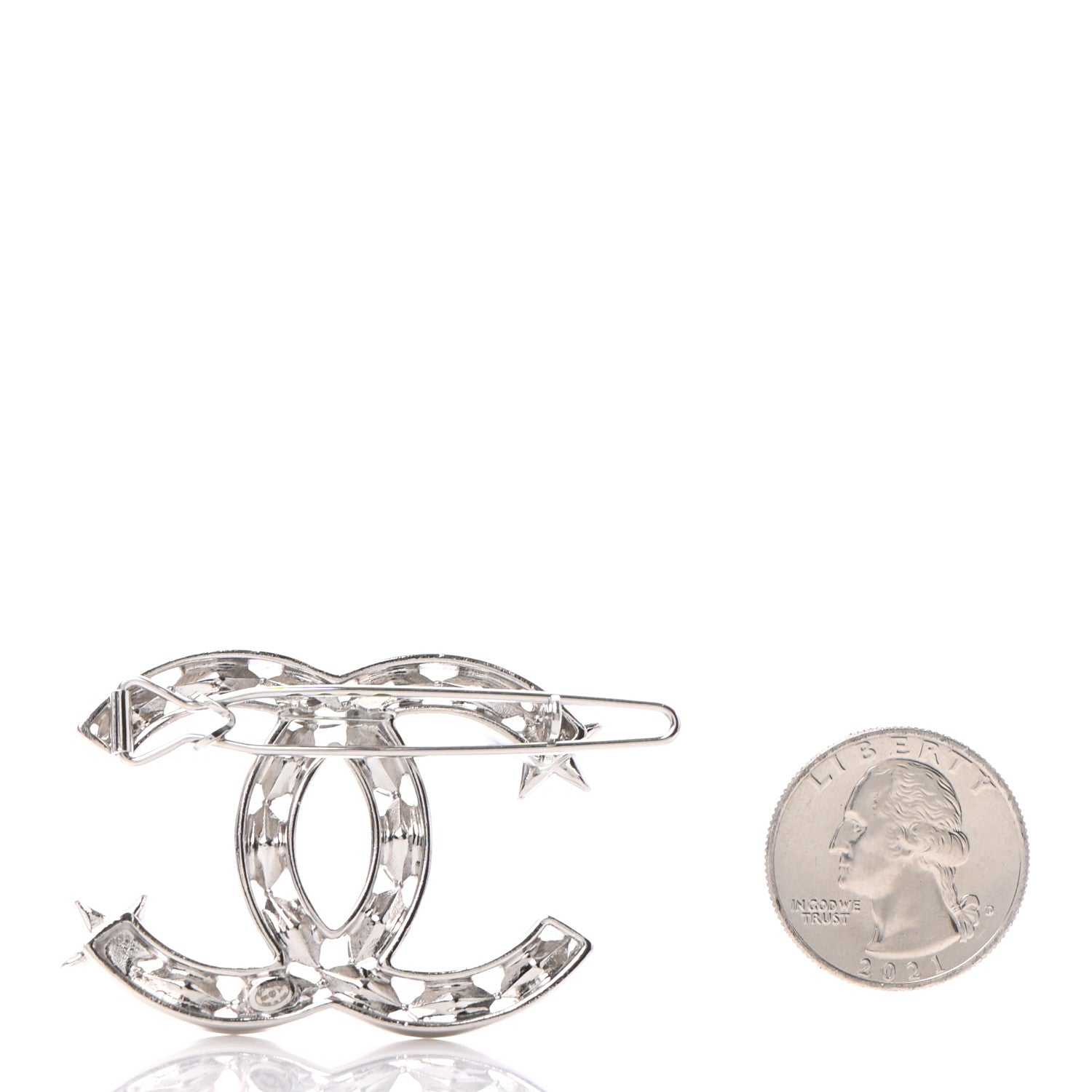Chanel Crystal Starfall CC Hair Clip Silver 2 of 5