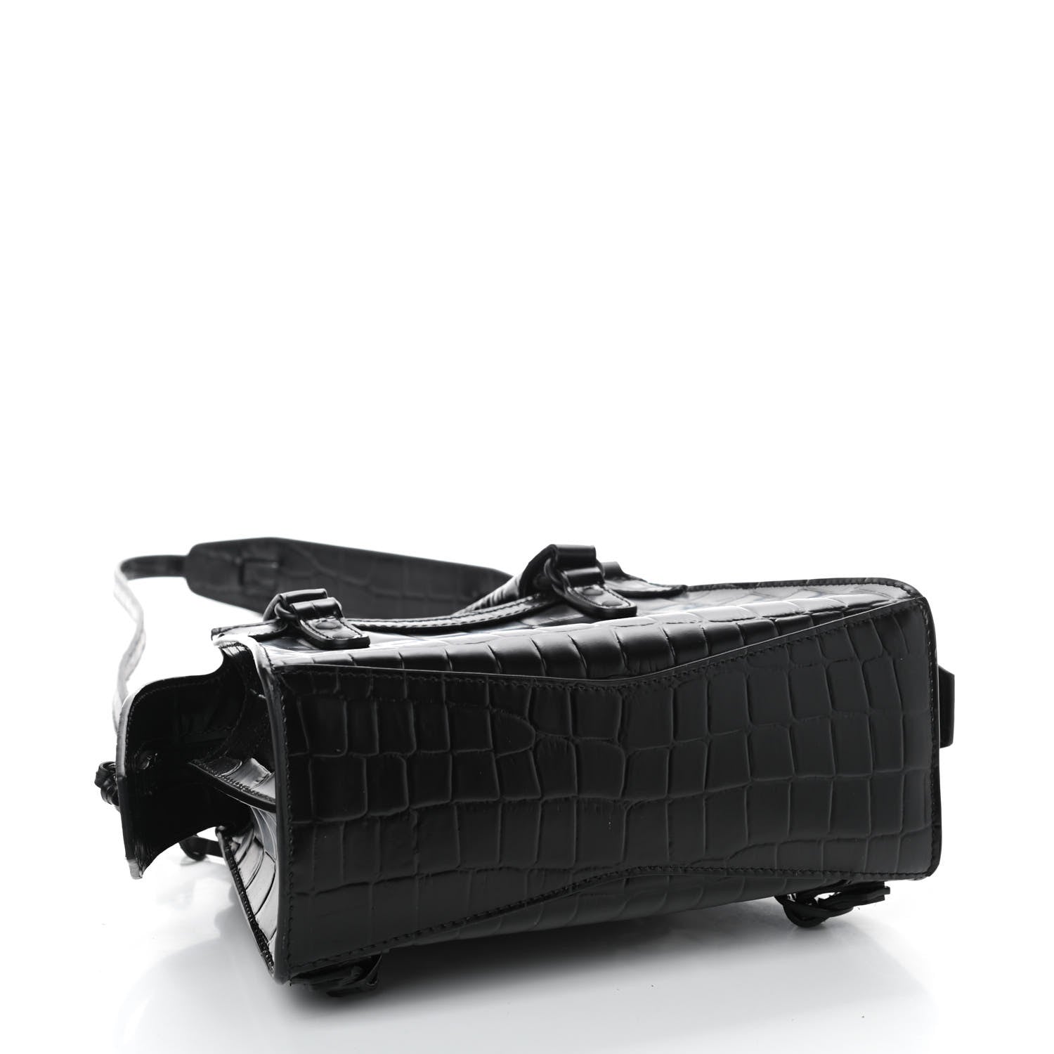 Balenciaga Semi Shiny Calfskin Crocodile Embossed Neo Classic Black Hardware Mini City Black 4 of 10