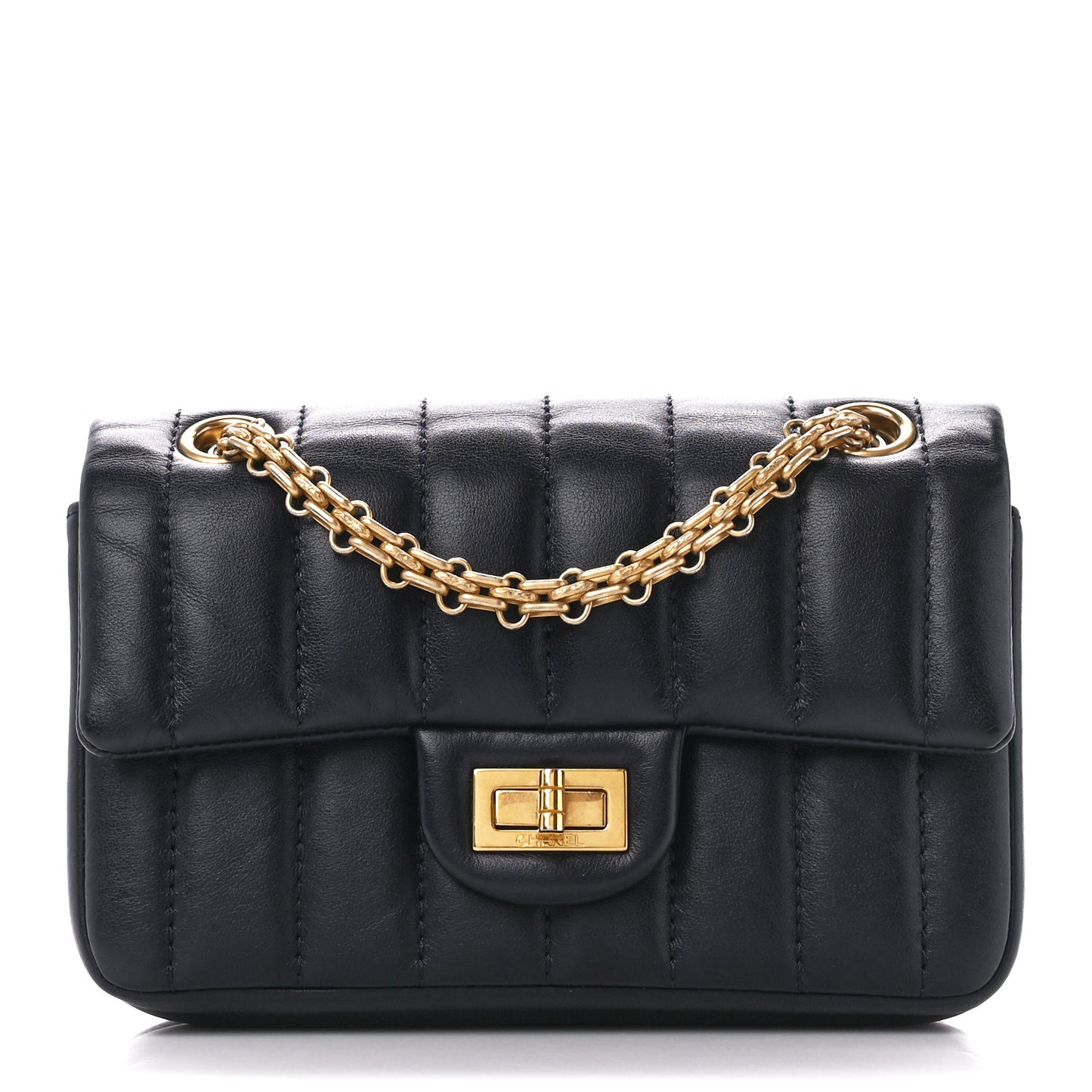 Aged Calfskin Vertical Quilted 2.55 Reissue Mini Flap Navy