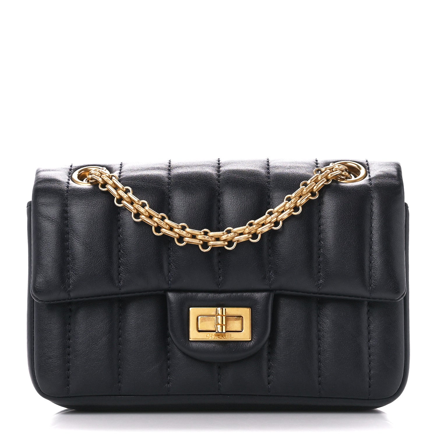 Chanel Aged Calfskin Vertical Quilted 2.55 Reissue Mini Flap Navy 1 of 11