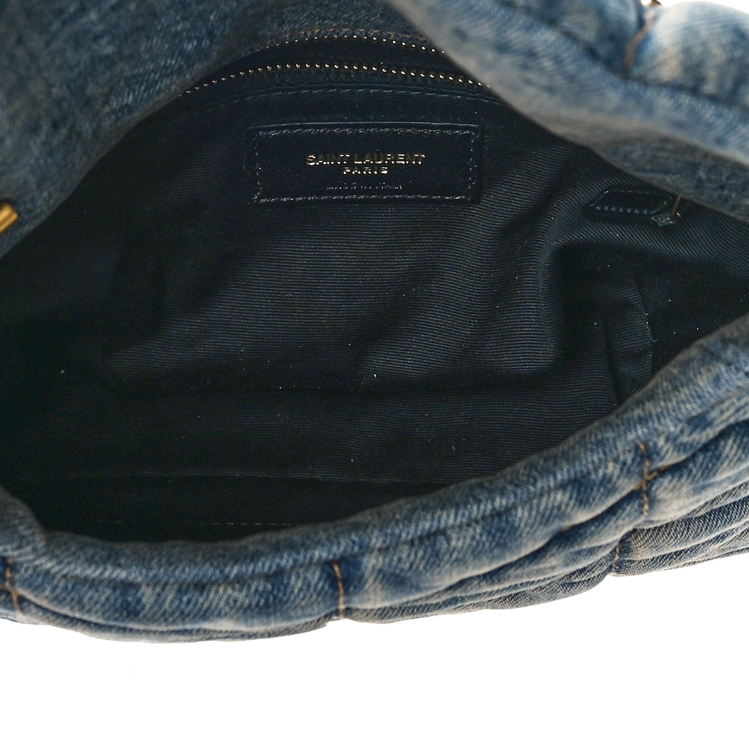 Saint Laurent Denim Quilted Toy Loulou Puffer Monogram Chain Satchel Blue Cinnamon 4 of 7