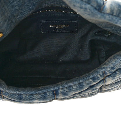 Saint Laurent Denim Quilted Toy Loulou Puffer Monogram Chain Satchel Blue Cinnamon 4 of 7