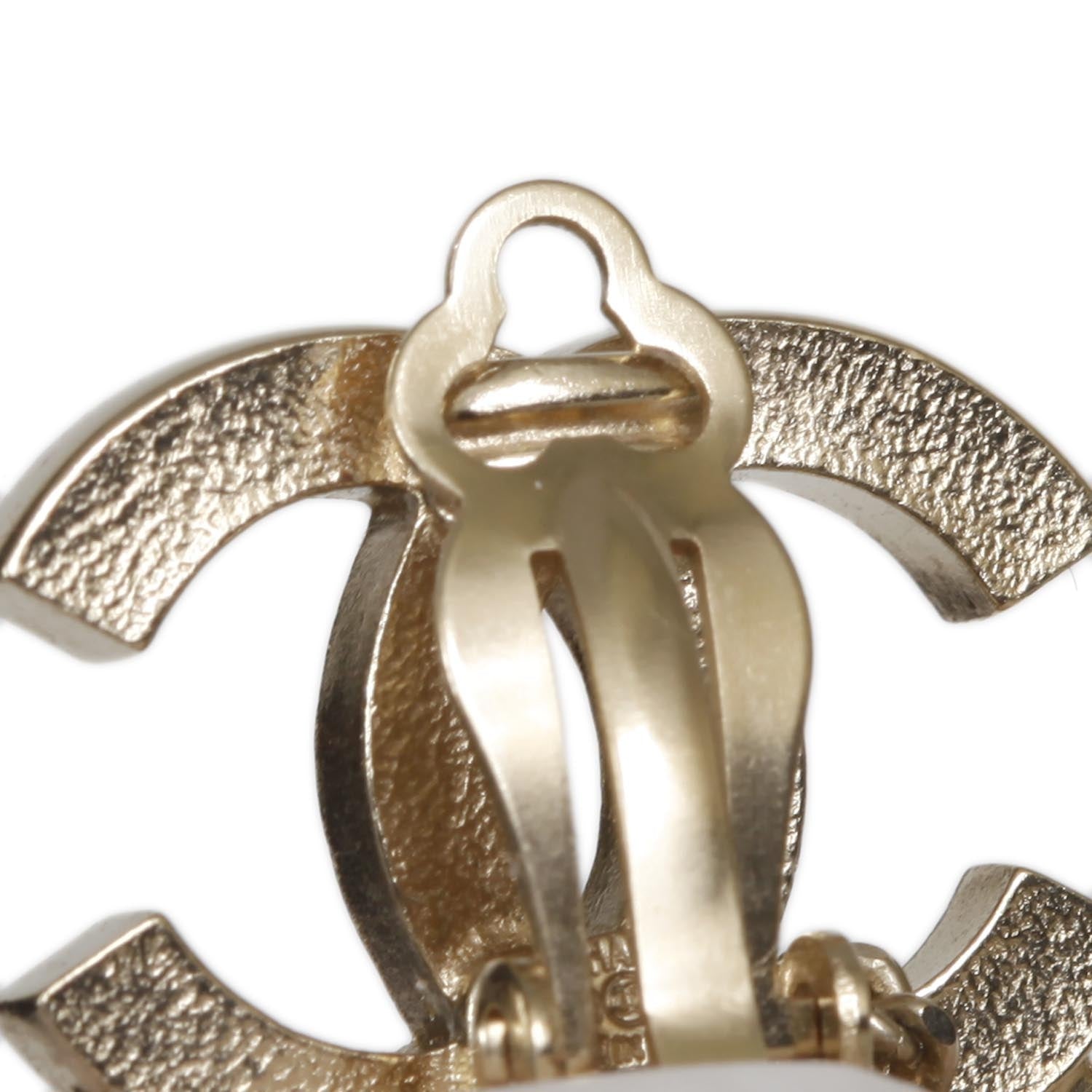 Chanel CC Triple Chain Clip On Earrings Gold 4 of 6
