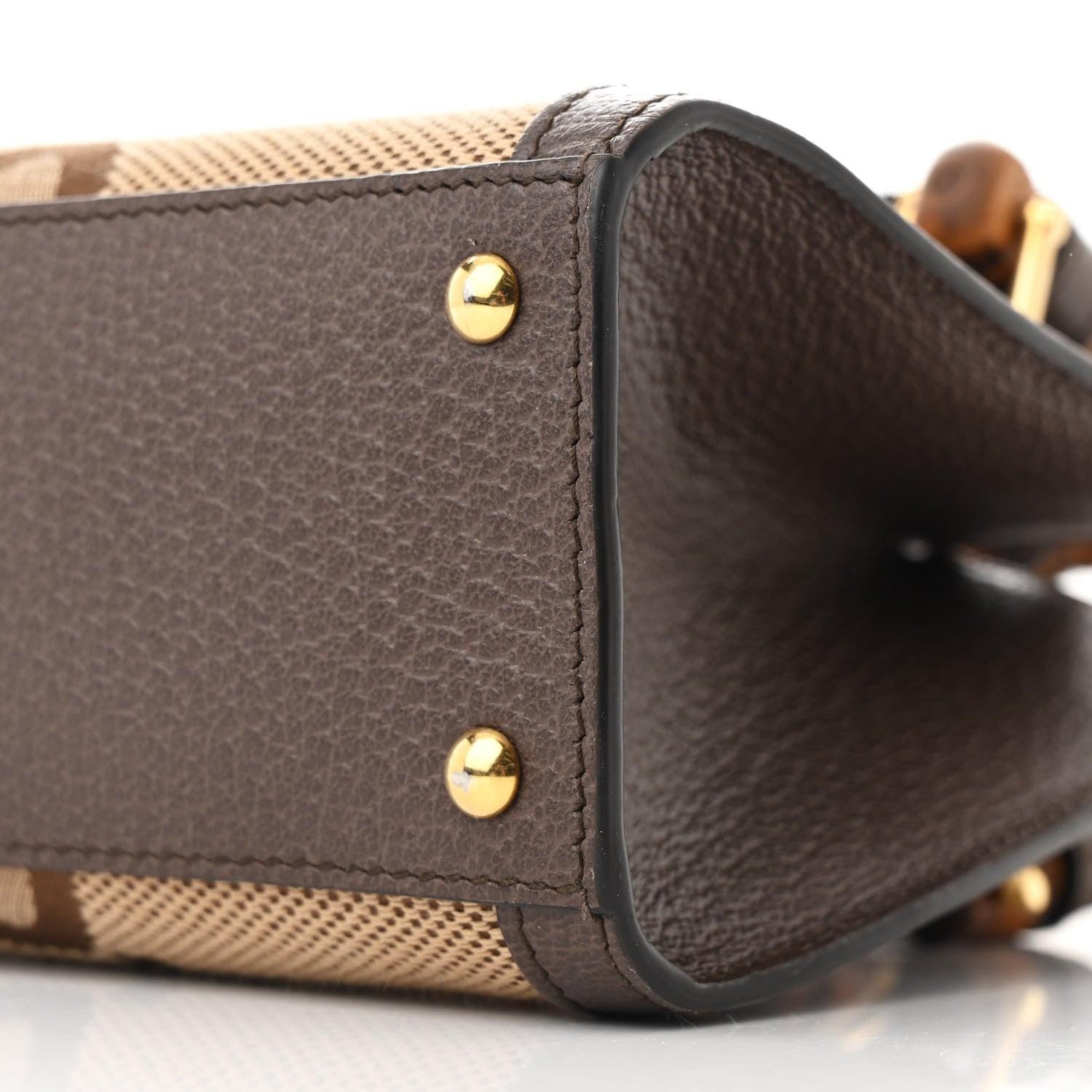 Gucci Monogram Jumbo GG Textured Dollar Calfskin Mini Diana Tote Bag Camel Ebony New Acero 10 of 10