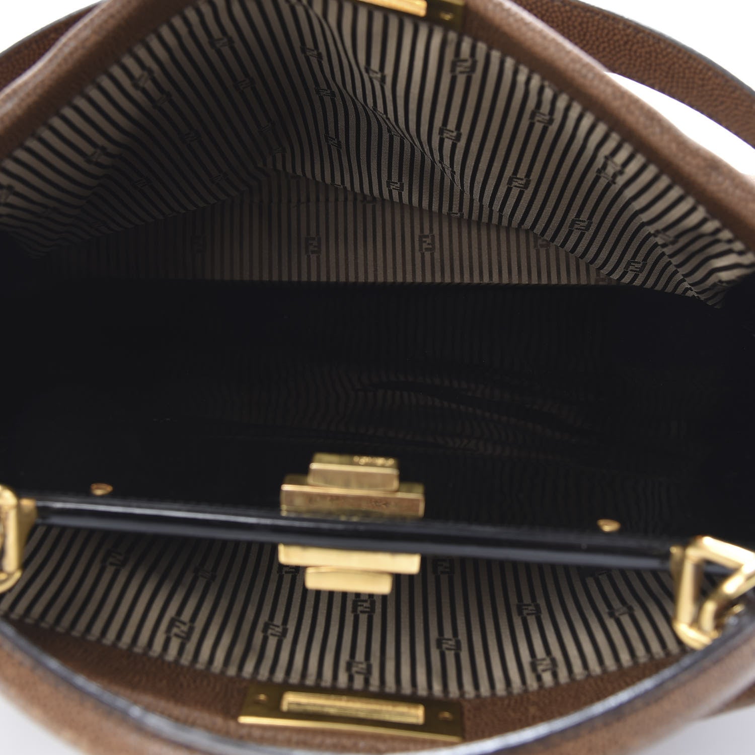 Fendi Patent Large Peekaboo Iconic Satchel Brown 6 of 17