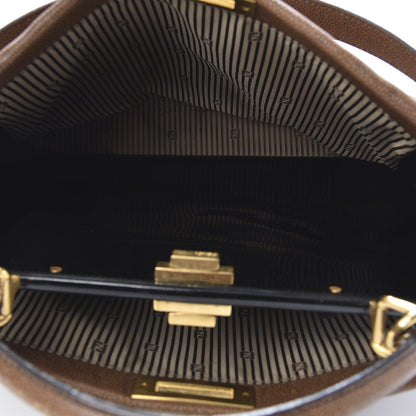 Fendi Patent Large Peekaboo Iconic Satchel Brown 6 of 17