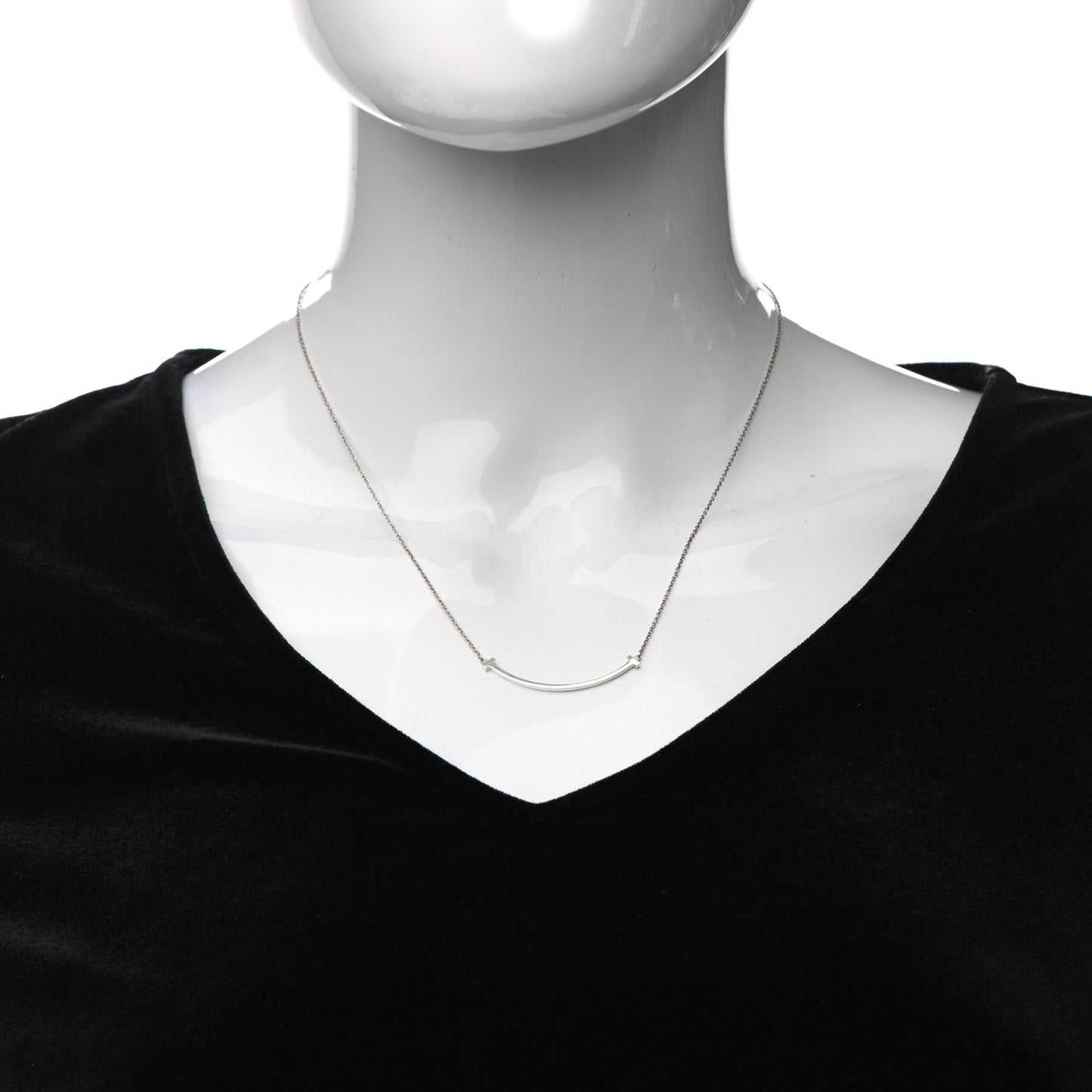 Sterling Silver Small T Smile Pendant Necklace