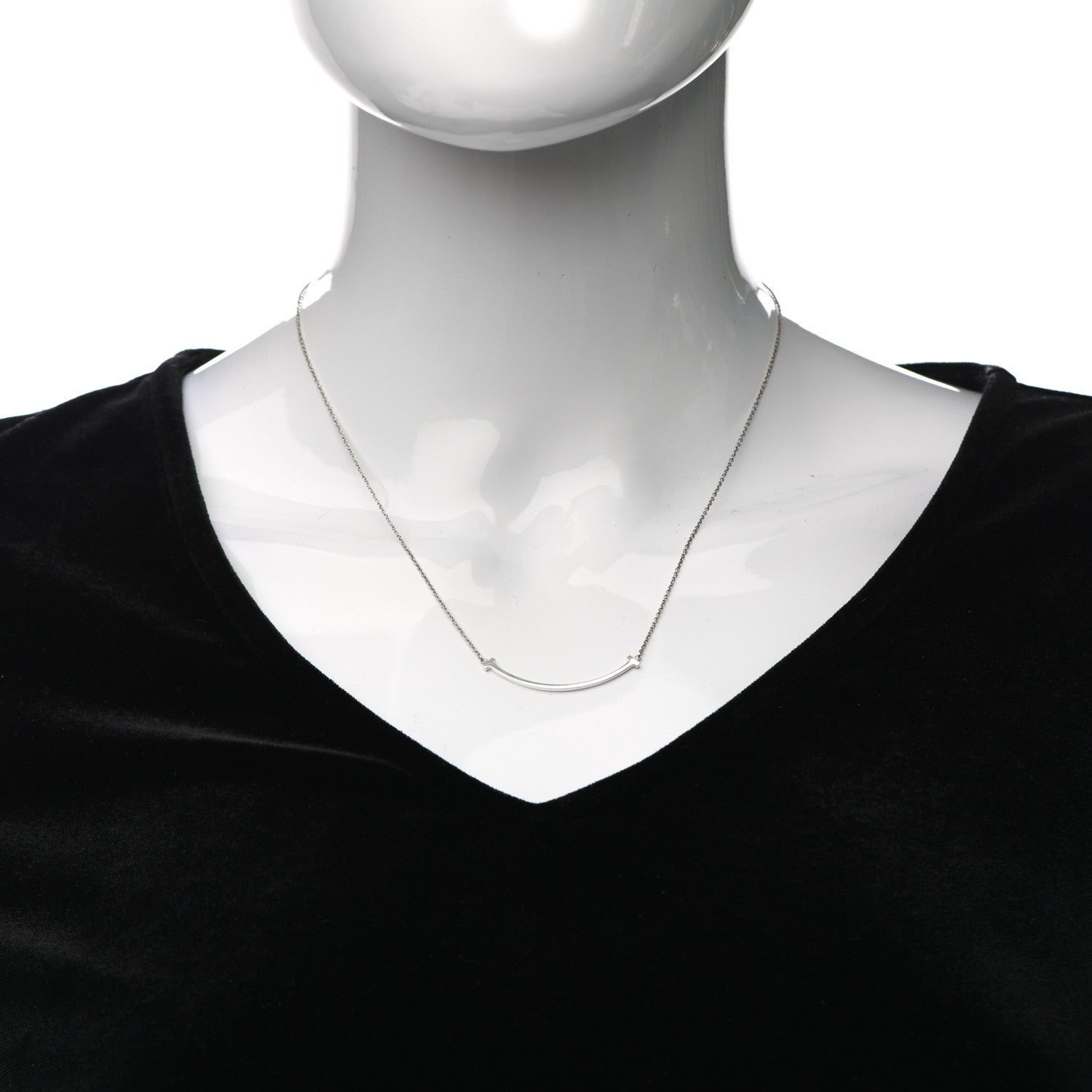 Tiffany Sterling Silver Small T Smile Pendant Necklace 2 of 4