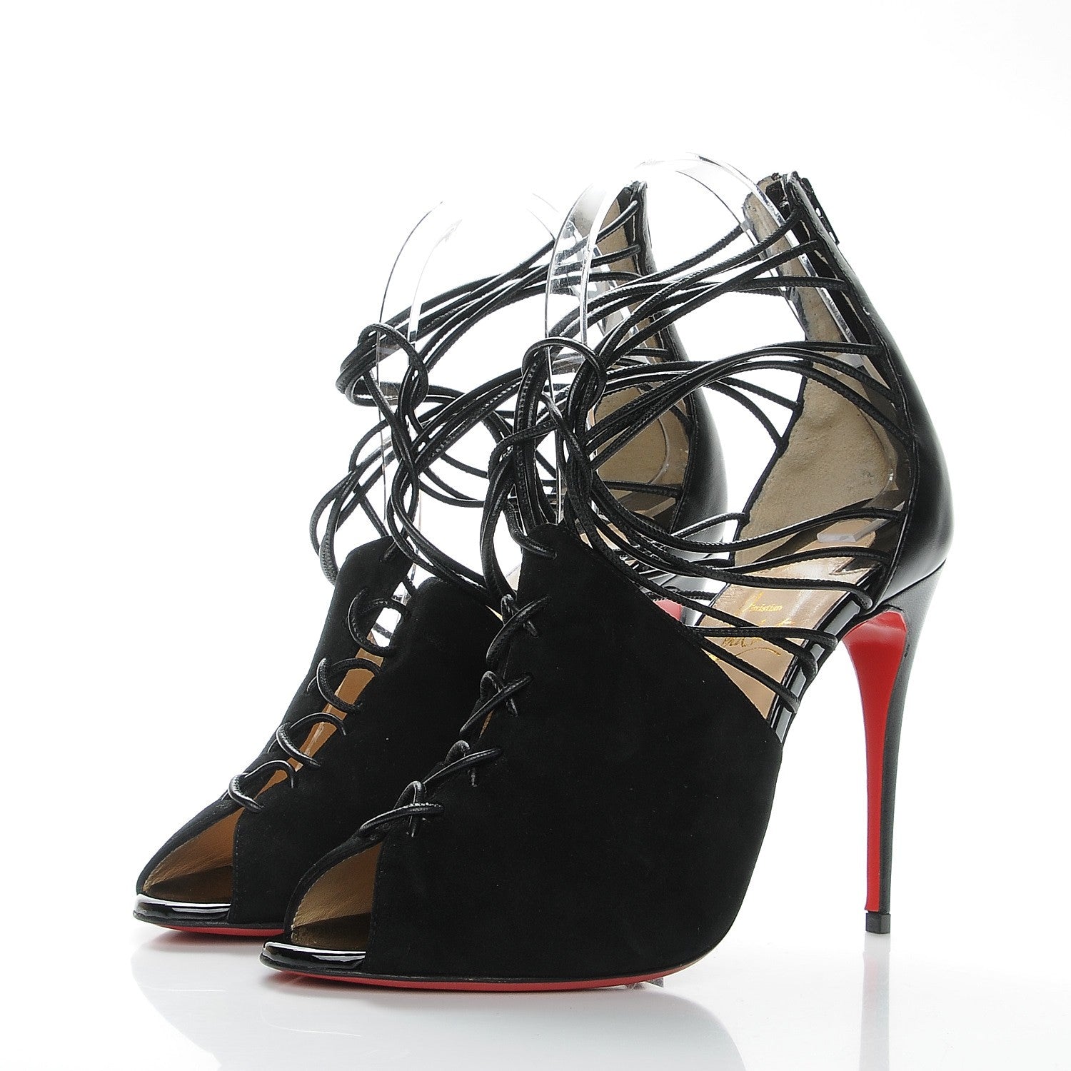 Christian Louboutin Suede Kid Confusina 100 Peep Toe Pumps 38 Black 3 of 9