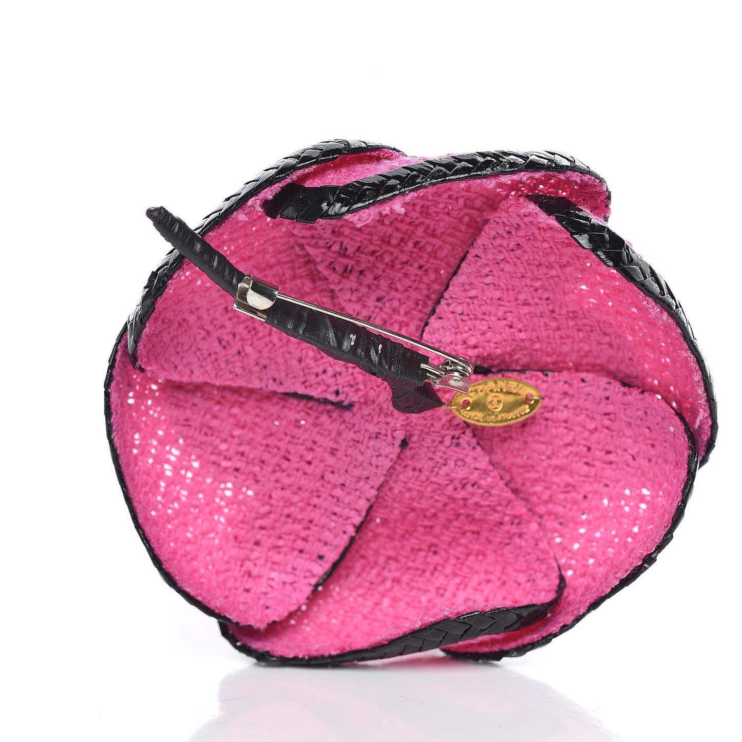 Tweed Camellia Brooch Pink