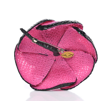 Chanel Tweed Camellia Brooch Pink 3 of 4