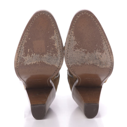 Saint Laurent Suede Curtis Harness Ankle Booties 37 Tan 6 of 11