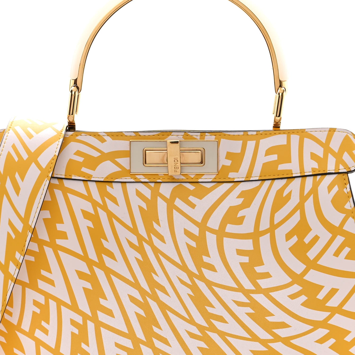 Fendi X SARAH COLEMAN Vitello Liberty Shiny Nappa Plexiglass FF Vertigo Medium Peekaboo I SEE U Satchel Mimosa White 7 of 9