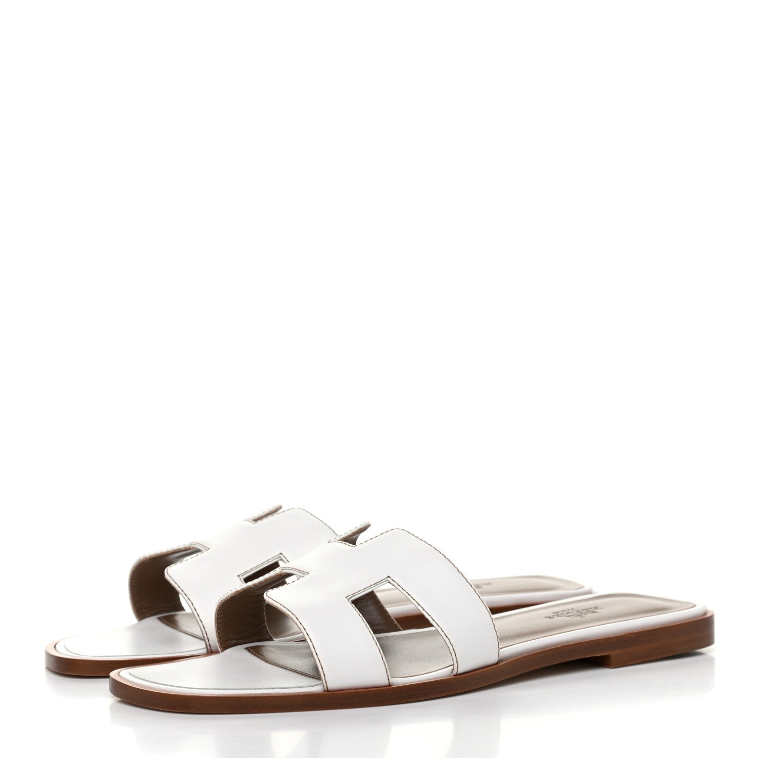 Hermes Box Calfskin Oran Sandals 38 White 3 of 9