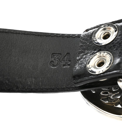 Chrome Hearts Calfskin Sterling Silver Cross Oval Belt 85 34 Black 3 of 7