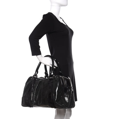 Burberry Prorsum Perforated Patent Calfskin Knight Satchel Black 2 of 15