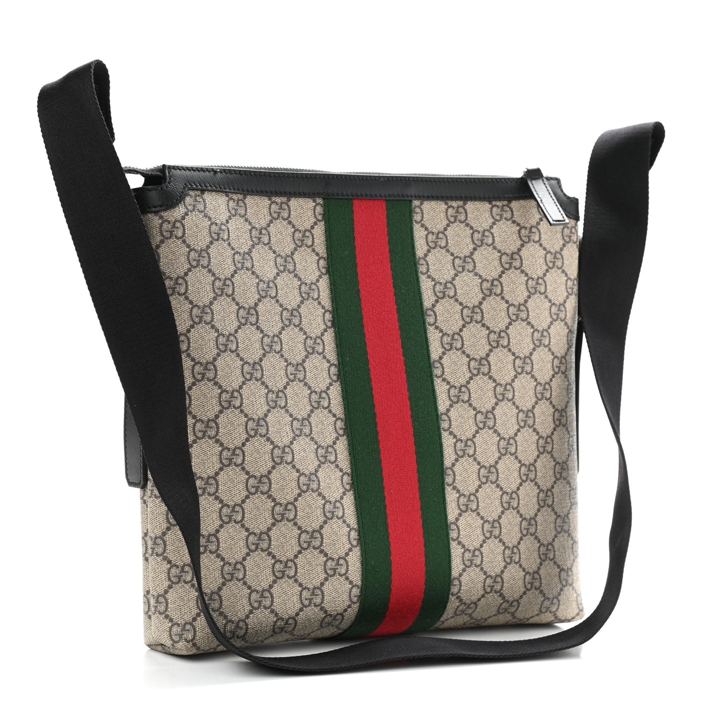 GG Supreme Monogram Web Messenger Bag Black