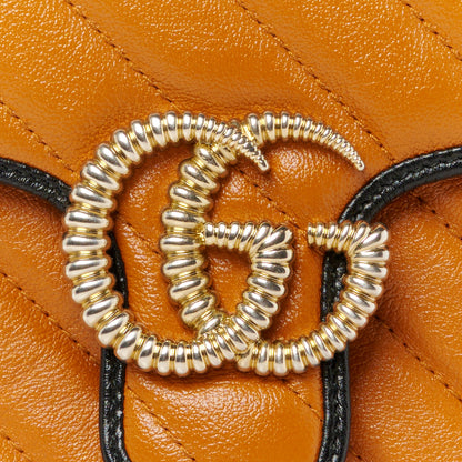 Gucci Azalea Calfskin Matelasse Diagonal Mini GG Marmont Top Handle Shoulder Bag Cognac Black 9 of 11
