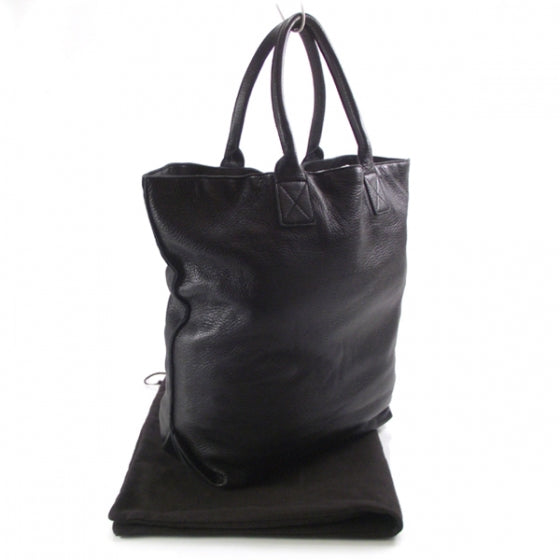 Leather Large Shopping Tote Nero