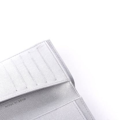 Chanel Metallic Caviar Chevron Quilted Mademoiselle Vintage Flap Wallet Silver 11 of 14