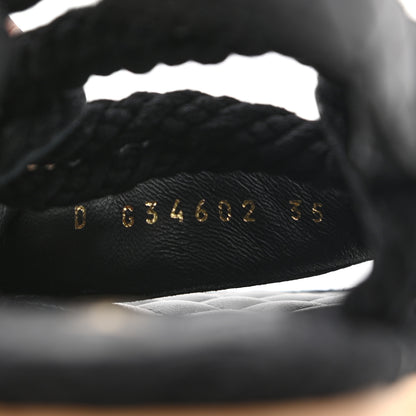 Chanel Cord Lambskin Quilted Logo Sandals 35 Black 8 of 9
