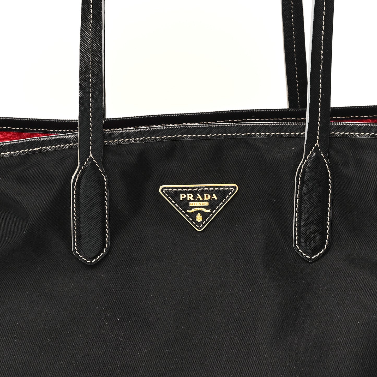 Tessuto Nylon Saffiano Shopping Tote Black